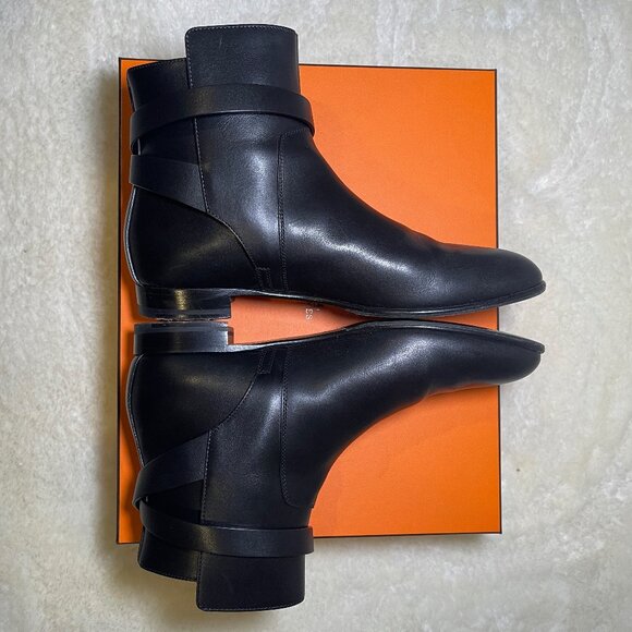Hermes Neo Ankle Boot with Kelly Buckle in Noir Black Size 41 - Picture 8 of 12